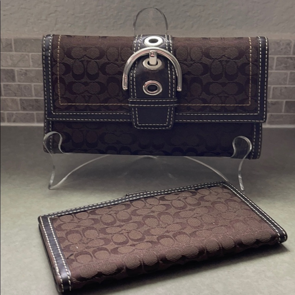 Signature Leather/Canvas Dark Wallet